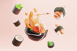 3D Japanese Food Illustration 2