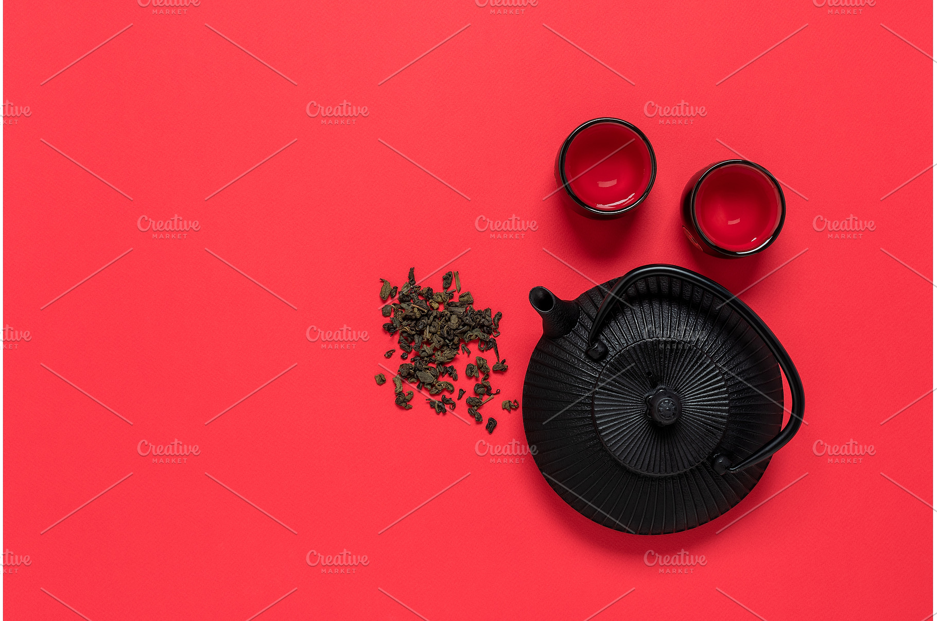 Black metal teapot and cups for tea, a Food & Drink Photo by Yulia71