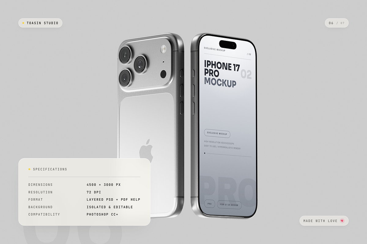 iPhone 17 Pro Mockup, an iPhone Mockup by Toasin Studio (Photo 6 of 7)