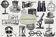 Black & White Steampunk Clip Art, a Transportation Illustration by Patterns for Dessert (Thumbnail 1 of 7)
