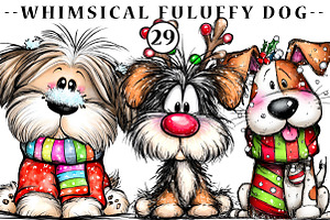 Whimsical fuluffy dog clip art, an Illustration by CreationArt