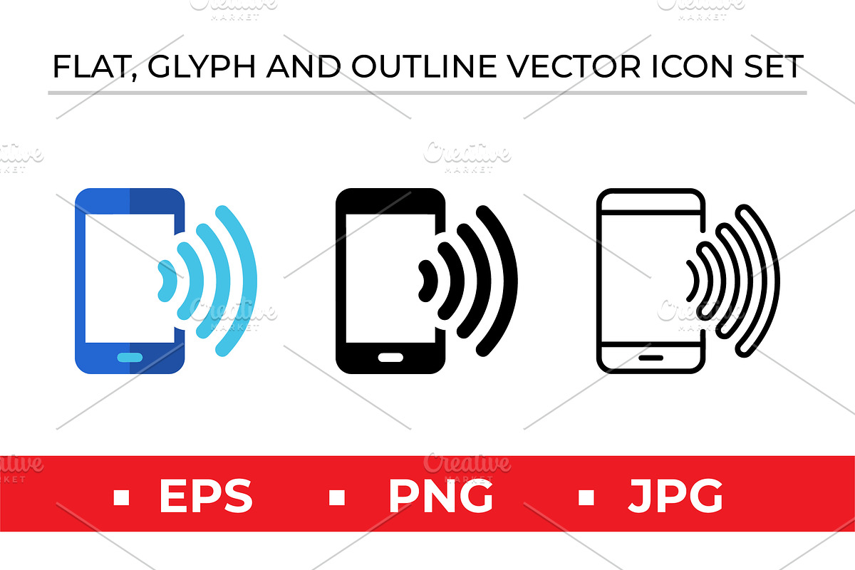 Mobile Signal Icon Set - 3 Styles, an Outline Icon by Artonix (Photo 1 of 2)