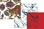 Tiger, candle, chrysanthemums, a Pattern Graphic by NayaChu (Thumbnail 8 of 9)