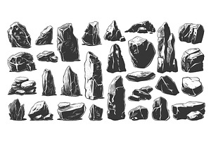 Pieces of Stones Icons Set. Stone, an Object Illustration by LadadikArt