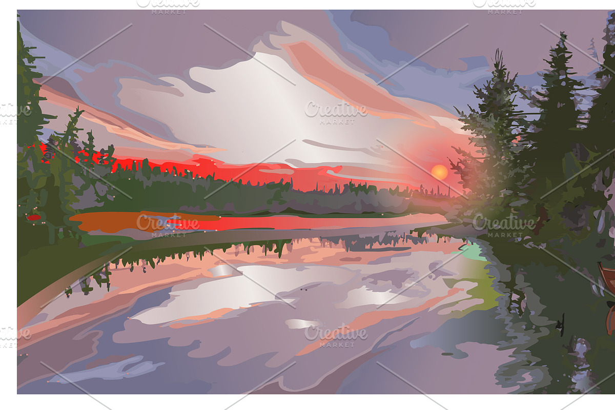 Fishing landscapes artwork vector, a Person Illustration by Fedor Fiberg Vector Shop (Photo 3 of 3)
