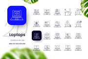 Laptops Icon Set, an Outline Icon by cidcud_graphic (Thumbnail 1 of 2)