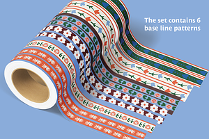 Folk Tape Washi Tape Vector Patterns