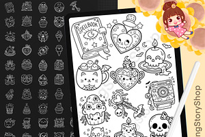 200 Procreate Spooky Doodle Stamps