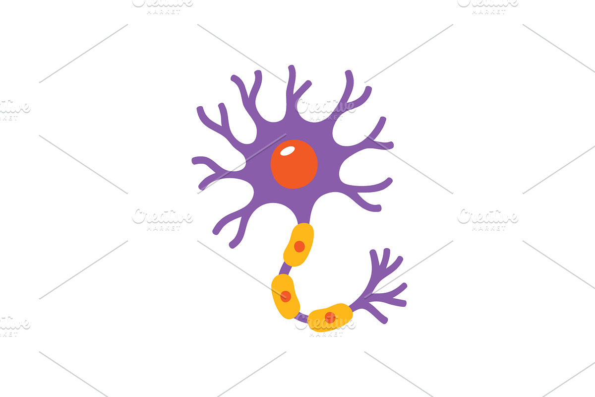 Bright neuron in purple and orange, an Illustration by GraphiShop