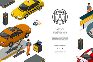 Isometric auto repair service image