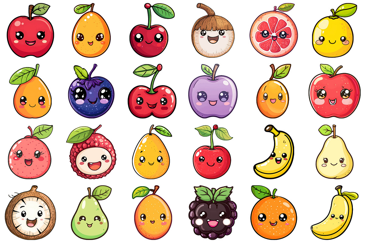kawaii Fruits Clipart, an Illustration by Forhadx5 (Photo 7 of 10)
