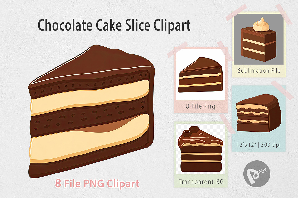Chocolate Cake Slice Clipart, a Graphic by Artnoy (Photo 1 of 5)