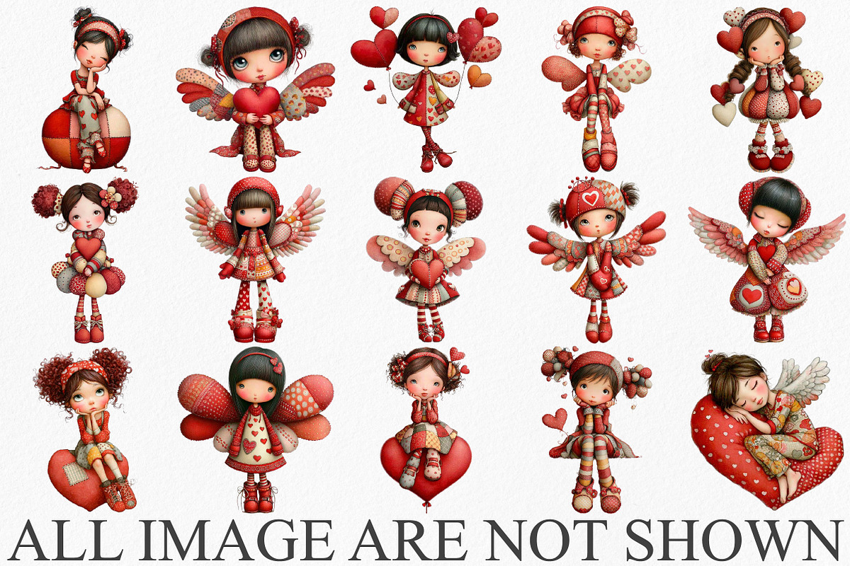 Quirky Valentine Girl Clipart Bundle, an Illustration by Canvas Craft (Photo 3 of 6)