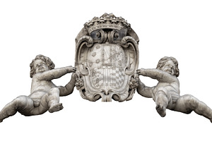 Isolated image of cherubims holding a coat of arms, an Arts & Entertainment Photo by DanFLCreativo