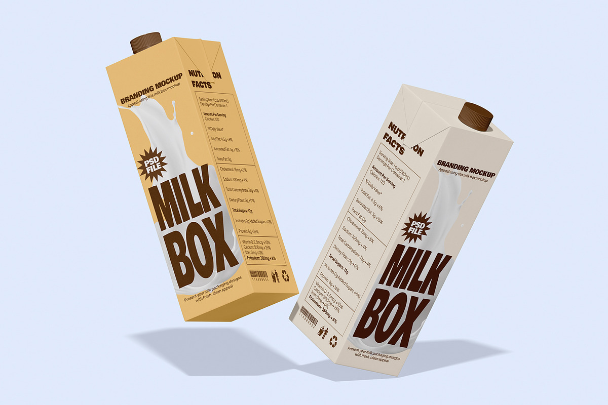 Milk Box Mockup, a Packaging Mockup by Unerispace (Photo 5 of 5)