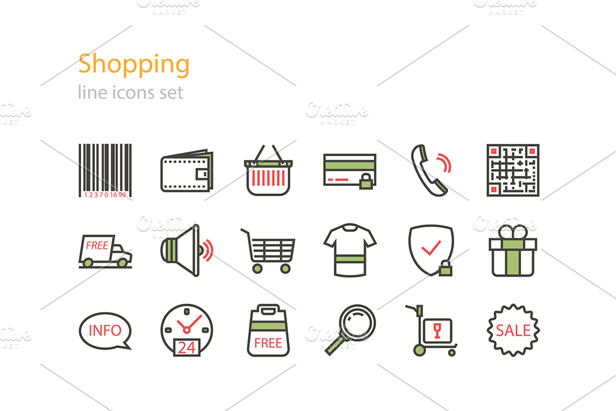 Line shopping icons, an Outline Icon by I-RO (Photo 1 of 2)