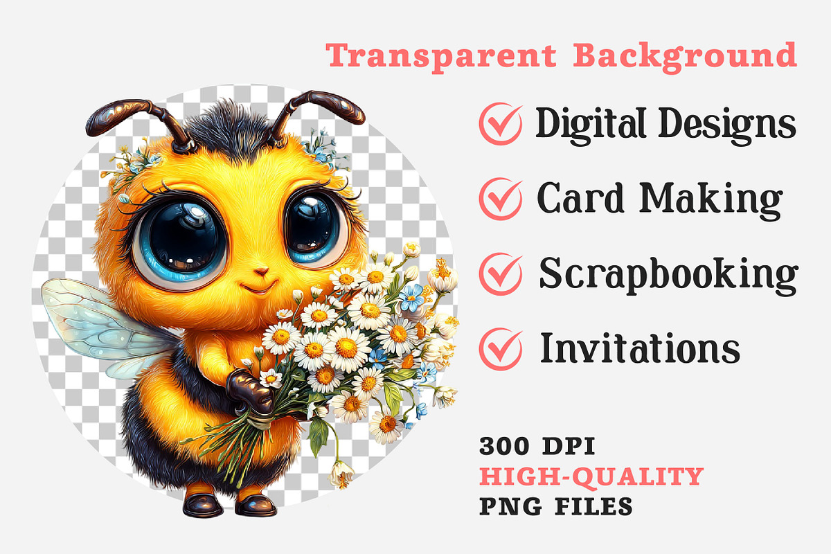 Sweet Bees Clipart, Cute Bee Clipart, an Illustration by Dream Creation (Photo 7 of 7)
