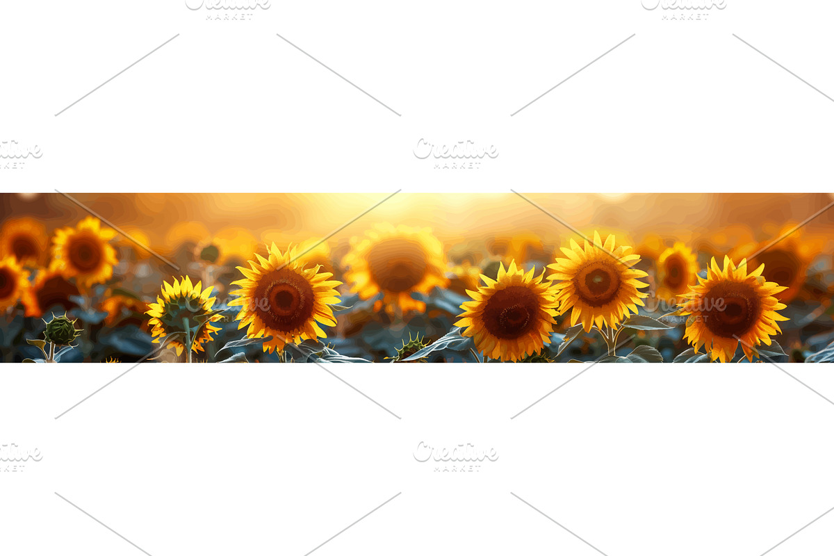Sunlit Field of Vibrant Sunflowers, an Object Illustration by AlexArt
