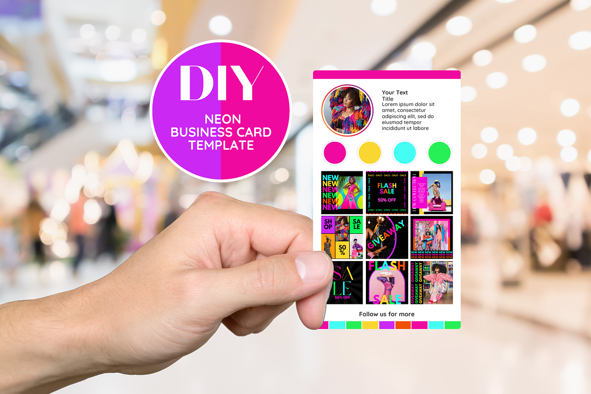Business Card Template Neon, a Business Card Template by SunshineStudioBoutique (Photo 6 of 10)