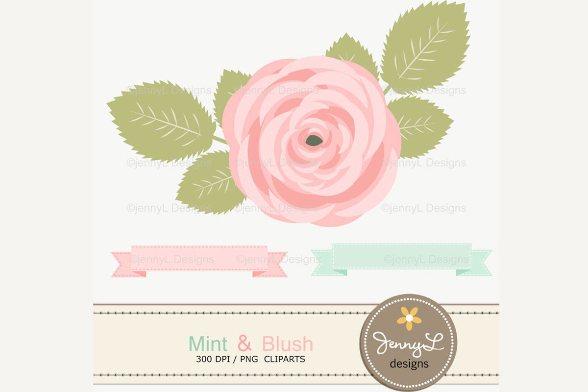Mint and Blush Pink Digital Paper, a Pattern Graphic by JennyL Designs (Photo 2 of 3)