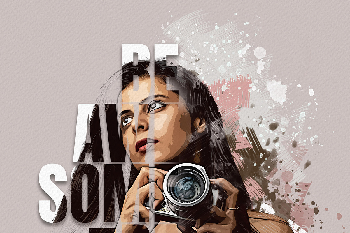 Typography portrait effect template, an Action Add-On by Photoshop Action (Photo 11 of 16)