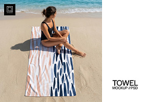 Beach Towel Mockup, a Household Mockup by 1001 mockups