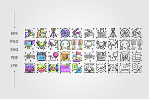 Media icon set, an Outline Icon by lawoel