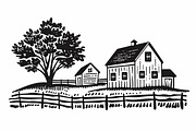 Farmhouse scene silhouette vector, an Icon by Amazin_art (Thumbnail 7 of 13)