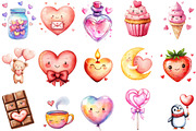 Kawaii Valentine's CLIPART, an Illustration by designcity5 (Thumbnail 2 of 6)