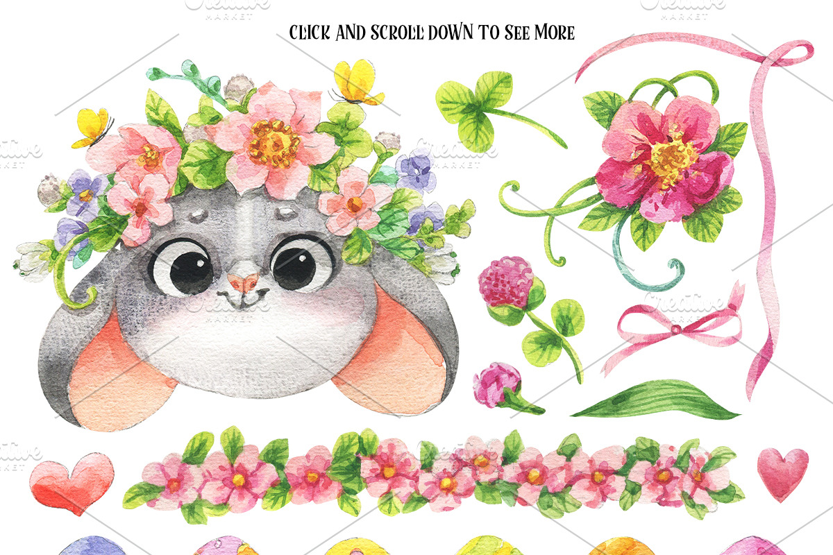 Happy Easter watercolor set, a Background Graphic by KatBranchArt (Photo 3 of 7)