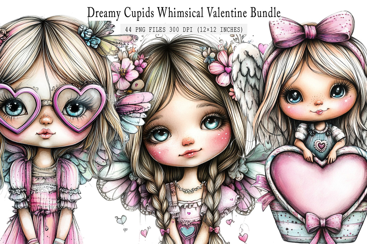 Dreamy Cupids Whimsical Valentine, an Illustration by SinaCreation (Photo 1 of 7)