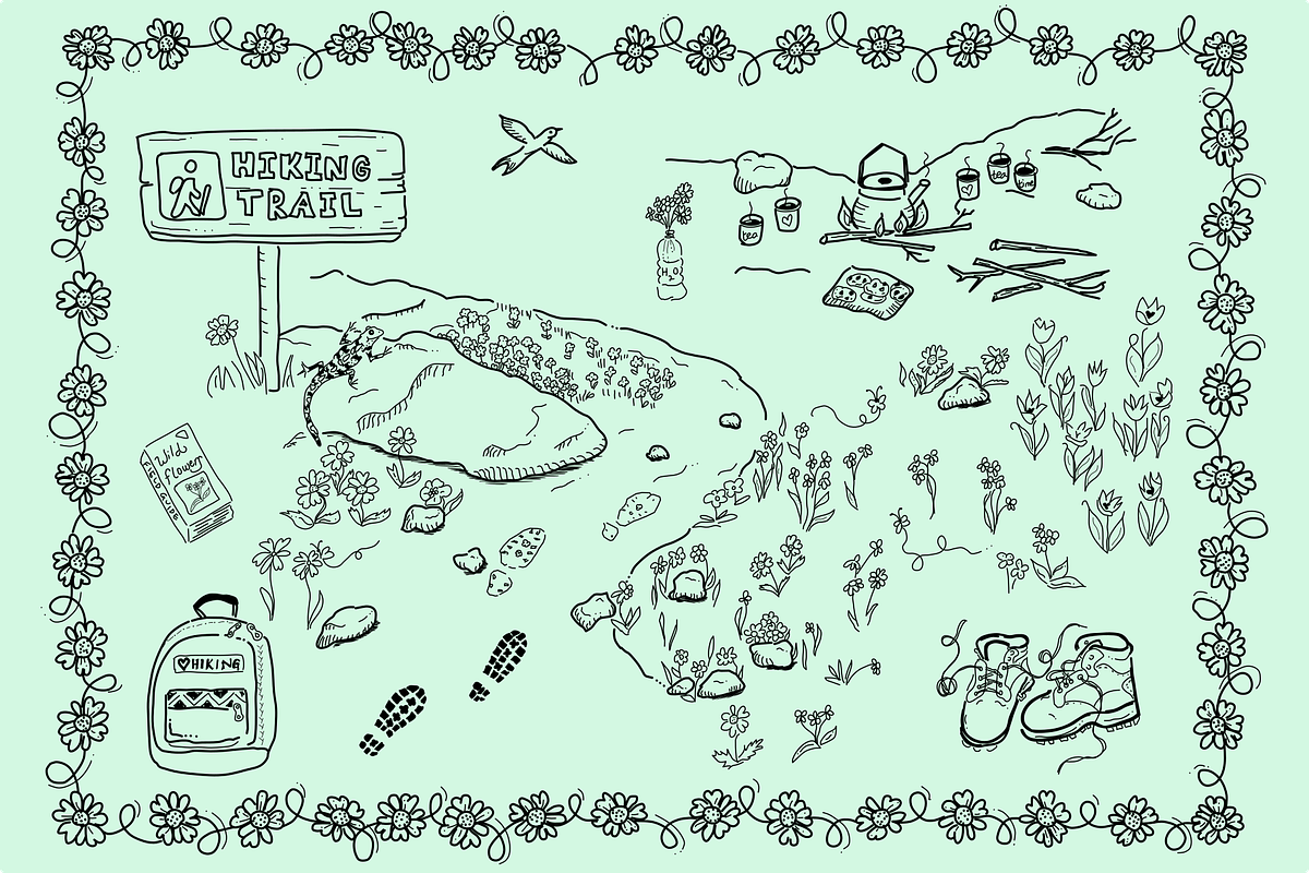 Spring Hike Illustrations, a Seasonal Illustration by AJ Doodles (Photo 2 of 16)