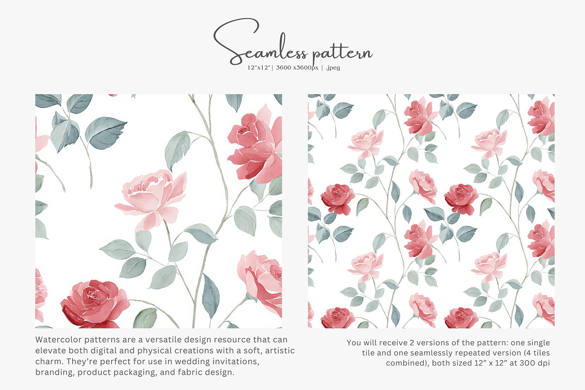 Elegant rose floral seamless pattern, a Pattern Graphic by Pink Studio Art (Photo 2 of 5)