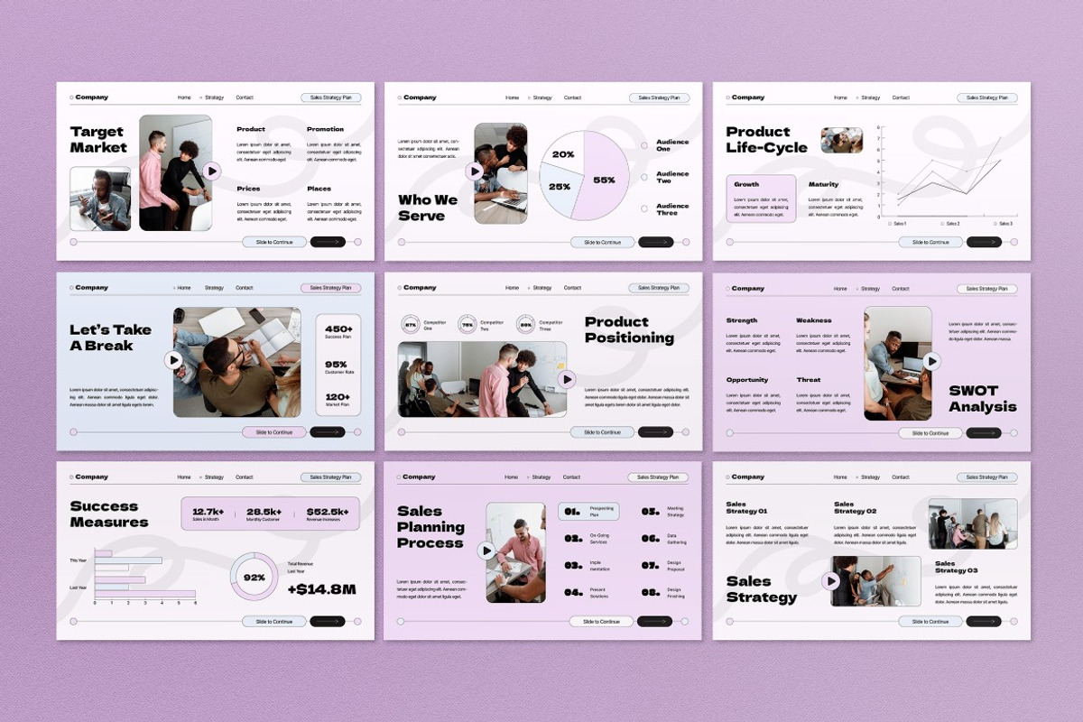 White Pink Sales Strategy Plan PPT, a Presentation Template by graphicook (Photo 3 of 5)