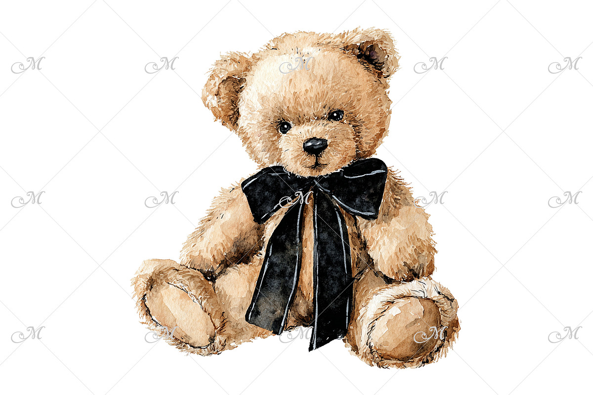 A Cuddly Teddy Bear Watercolor, an Animal Illustration by Maddy's Art & Mockups (Photo 1 of 3)