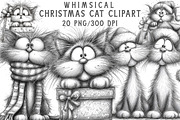 Whimsical Christmas Cat Clipart, an Illustration by Libby Wishes (Thumbnail 1 of 9)