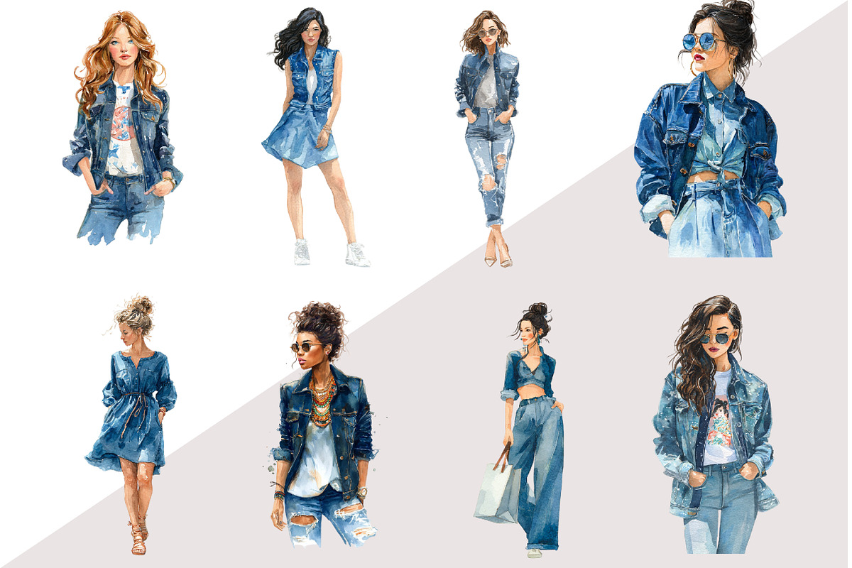 Denim Girl Clipart Fashion, an Illustration by Design Market (Photo 3 of 3)