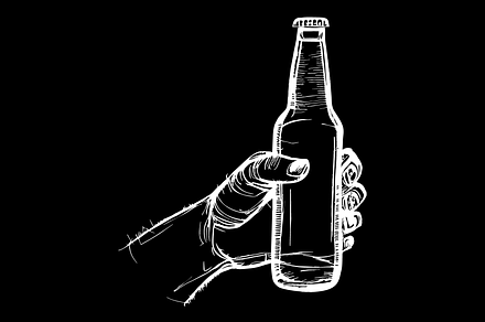 Hand Holding a Bottle of Beer Sketch