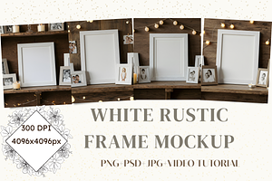 White Rustic Frame Mockup, a Mockup by StormDigitalArt