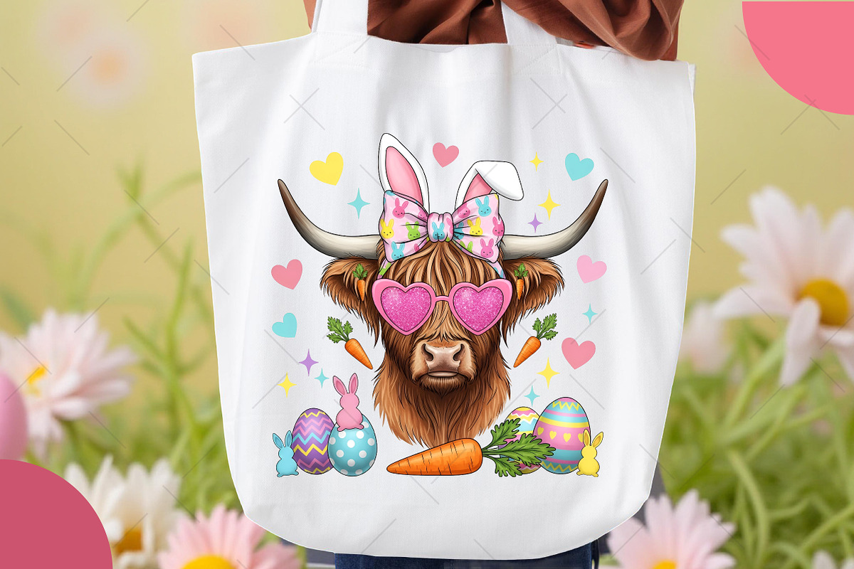Easter Coquette Highland Cow Png, an Illustration by OK Design (Photo 2 of 6)