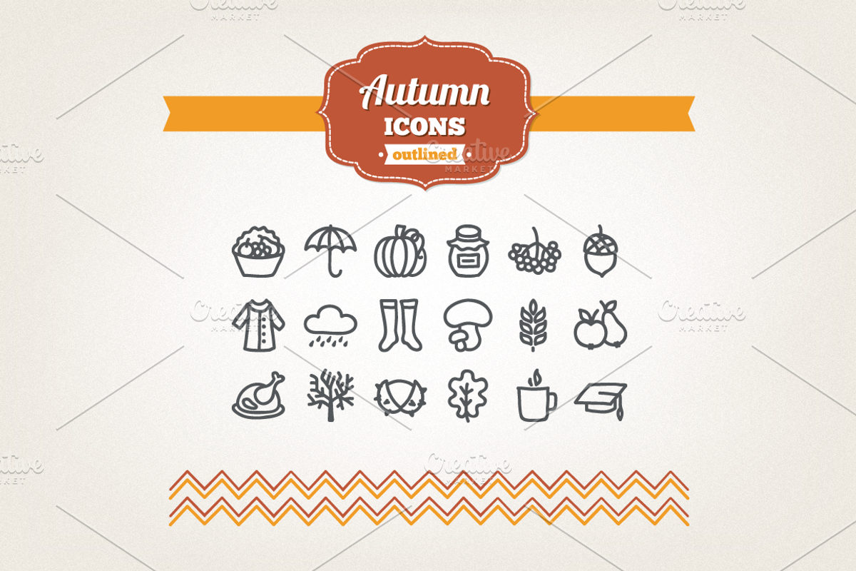 Hand drawn autumn icons