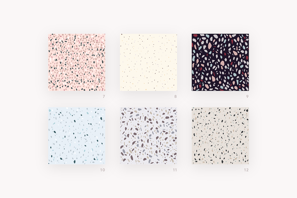 12 Terrazzo Seamless Patterns, a Pattern Graphic by Rienne Studio