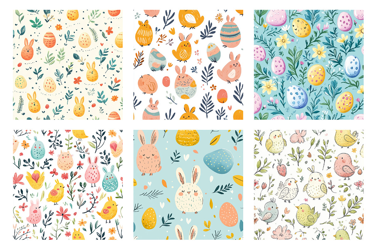 Easter Cute Doodles Pattern, an Illustration by SinaCreation (Photo 2 of 5)