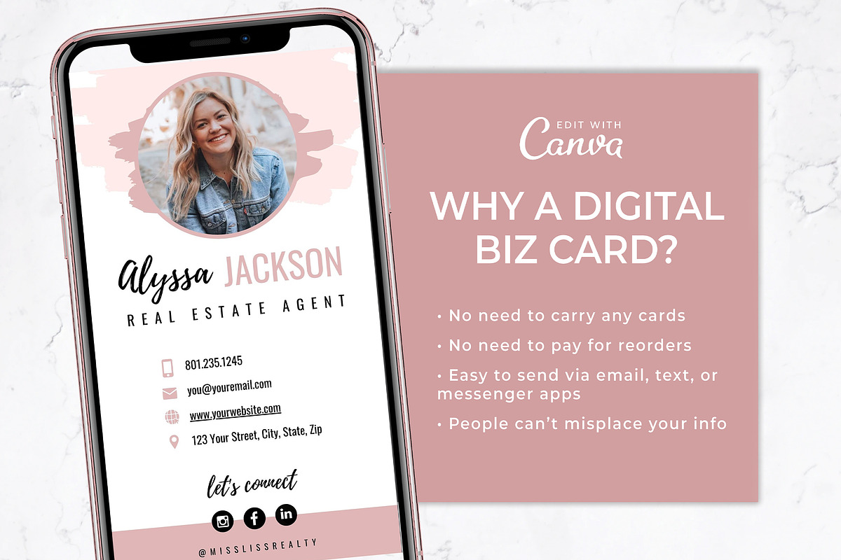 Digital Business Card Template, a Business Card Template by Thirty One Palms Studio (Photo 2 of 5)