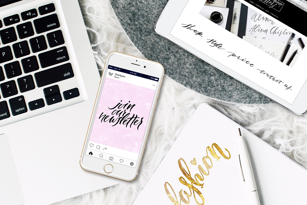Blog Social Media Handlettering Pack, a Social Media Template by Spencerian Sisters (Photo 3 of 7)