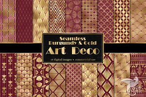 Burgundy & Gold Art Deco Patterns