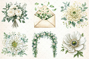Sage Green and Ivory Flowers Clipart, an Illustration by DreamCafeArt (Thumbnail 2 of 8)