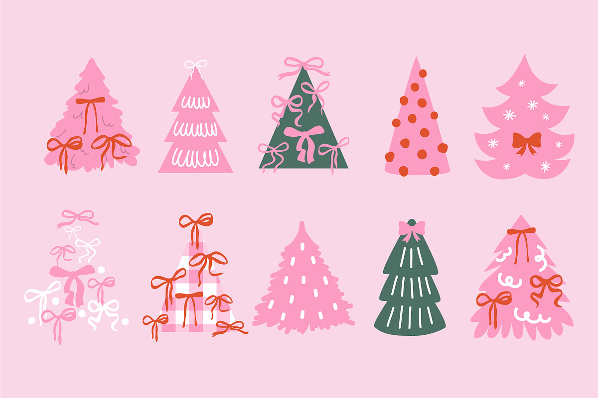 Coquette Girly Christmas trees, a Seasonal Illustration by yabluko_draws (Photo 3 of 3)