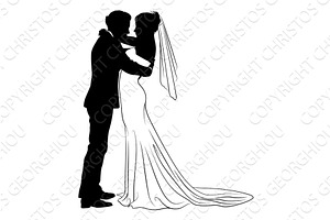 Bride And Groom Couple Wedding Dress, an Illustration by Christos Georghiou