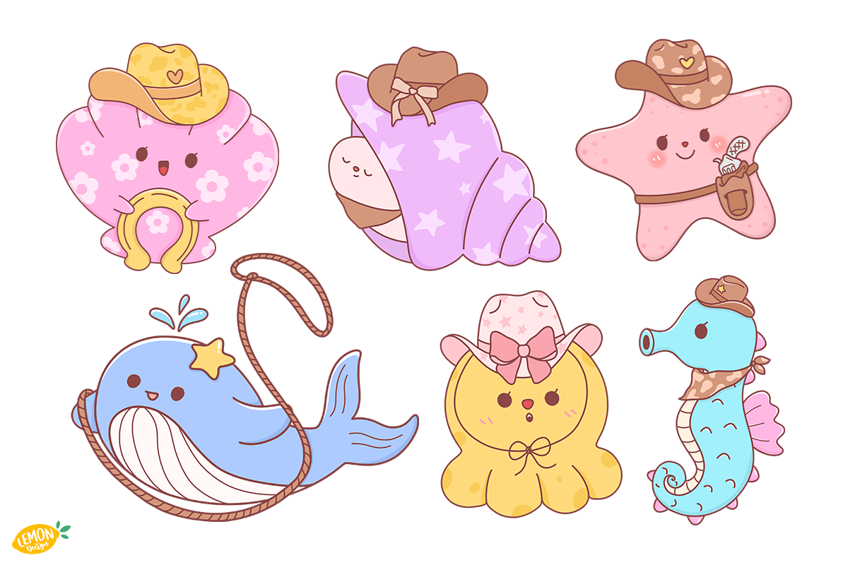 Cowboy Sea Friends PNG Clipart, an Animal Illustration by LemonDesign (Photo 2 of 3)